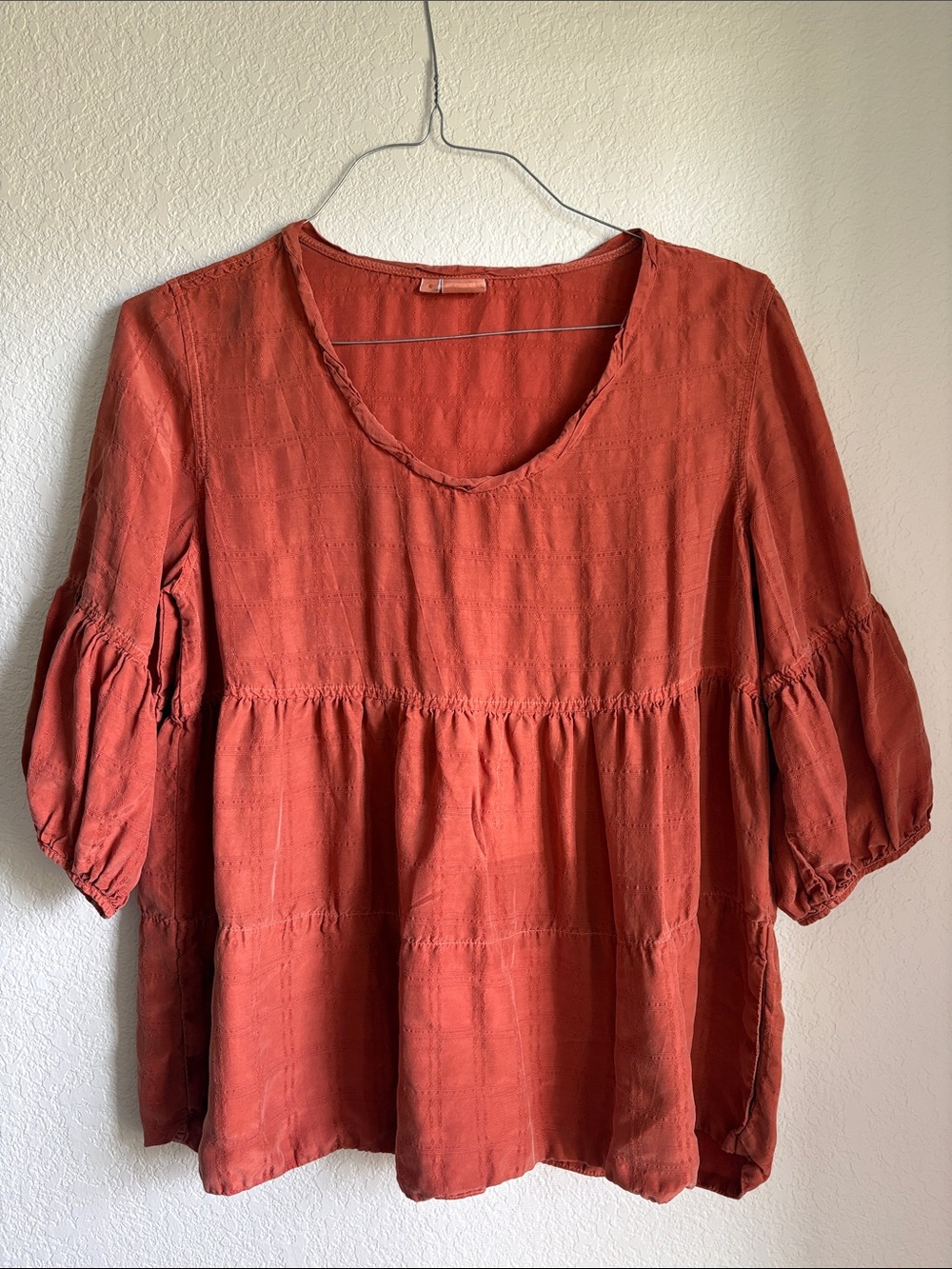 Tianello Rust Orange Peasant Tunic Top